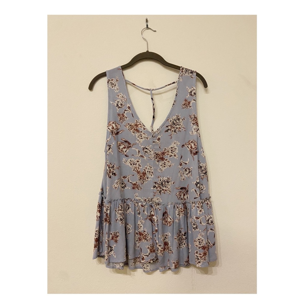 Blue boho floral top SZ M